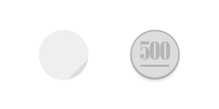 NFCタグは、500円硬貨サイズのコンパクトなシール状のタグです。